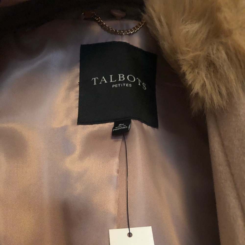 Talbots Petites Faux Fur Collar Wool Coat